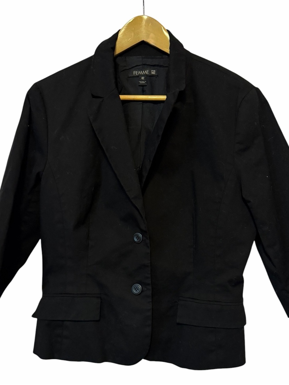 Femme - Tailored Black Single-Button Women's Blazer - Size 42 / 12-14 - Picture 2 of 3